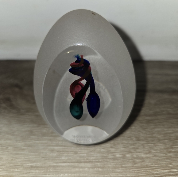 Vintage Artcristal Bohemia Crystal Art Glass Egg Paperweight Frosted Clear - Picture 6 of 9